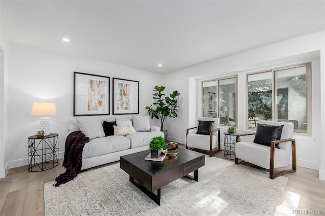 living room featuring light hardwood / wood-style flooring