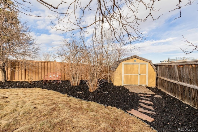 view of yard with a shed