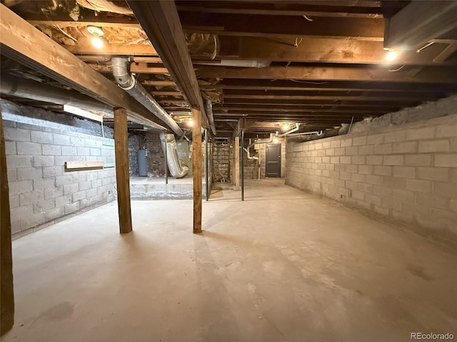 basement with water heater