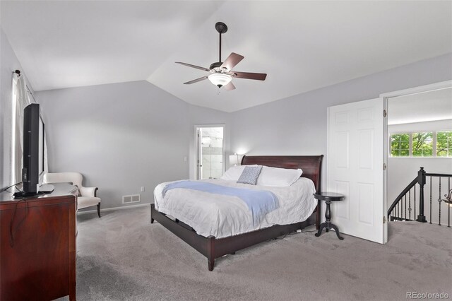 10345 Lions Heart, Lone Tree, CO 80124 - carpeted bedroom with lofted ceiling and ceiling fan
