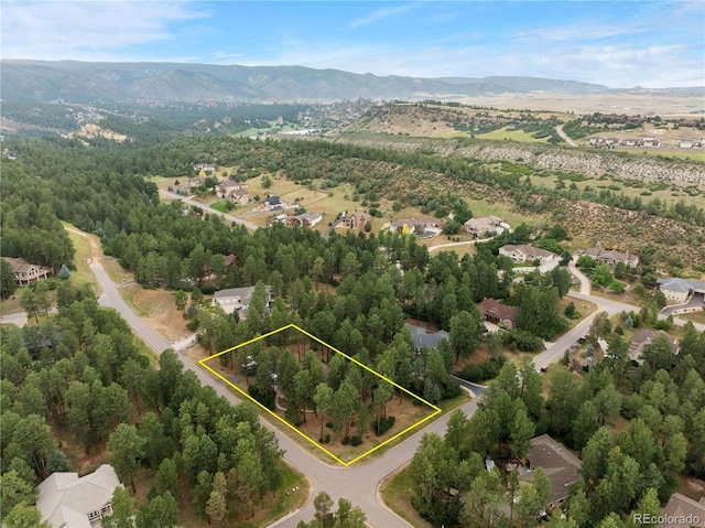 aerial view with a mountain view