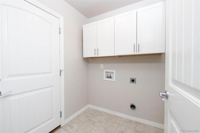 8230 Misty Moon Dr, Colorado Springs, CO 80924 - clothes washing area with cabinet space, electric dryer hookup, washer hookup, and baseboards