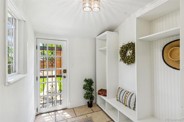 2738 W 38th Ave, Denver, CO 80211 - mudroom with a chandelier and baseboards