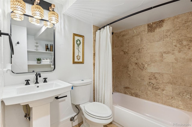 2738 W 38th Ave, Denver, CO 80211 - bathroom featuring toilet and shower / bath combination with curtain