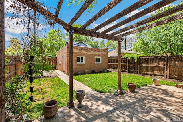 2738 W 38th Ave, Denver, CO 80211 - view of yard featuring a pergola, an outbuilding, and a patio area