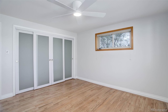 6280 Quay St, Arvada, CO 80003 - unfurnished bedroom featuring light wood-style floors, baseboards, a closet, and a ceiling fan