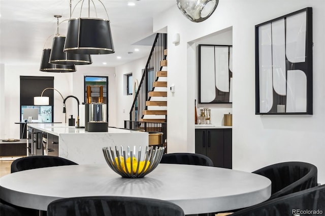 3709 Tejon St, Denver, CO 80211 - dining area with stairs and recessed lighting