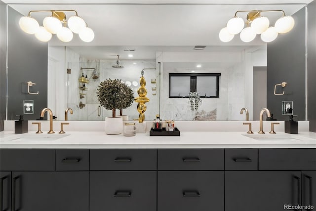 3709 Tejon St, Denver, CO 80211 - bathroom with double vanity and a shower stall