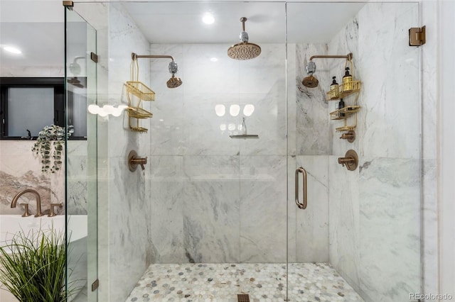 3709 Tejon St, Denver, CO 80211 - bathroom with a marble finish shower