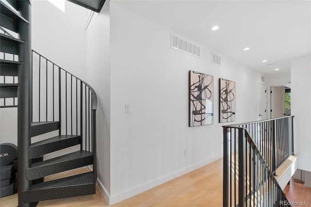 3709 Tejon St, Denver, CO 80211 - stairway with recessed lighting and wood finished floors