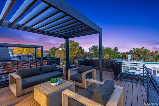 3709 Tejon St, Denver, CO 80211 - deck at dusk with an outdoor living space