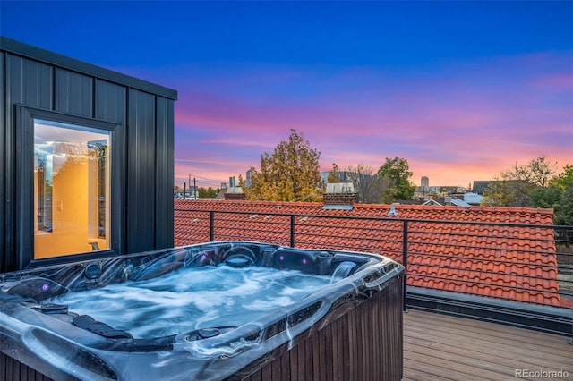 3709 Tejon St, Denver, CO 80211 - deck at dusk with a hot tub