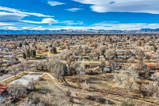 drone / aerial view with a mountain view