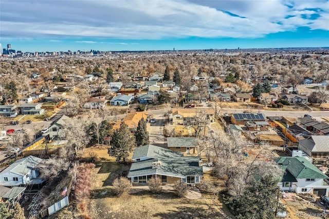 34 S Raleigh St, Denver, CO 80219 - aerial view of property and surrounding area featuring nearby suburban area