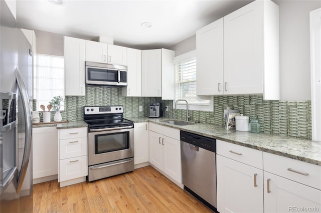 kitchen featuring white cabinetry, a sink, and stainless steel appliances