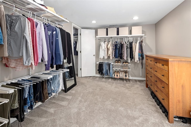 spacious closet with carpet flooring