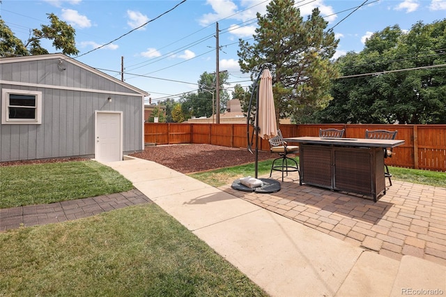 view of patio featuring outdoor dining area and a fenced backyard