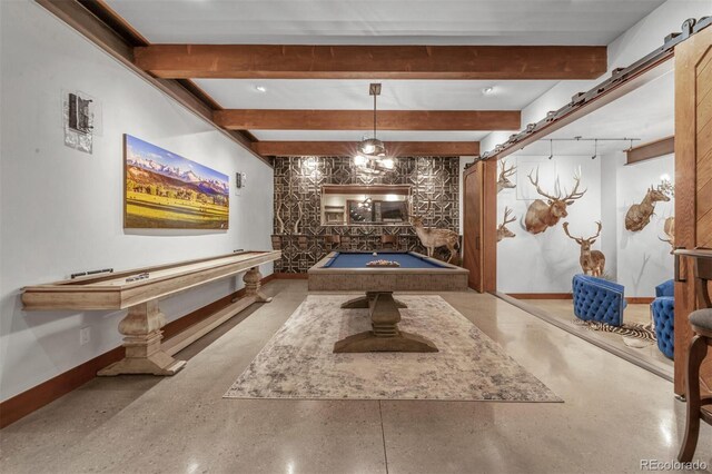 5188 Csh 125, Granby, CO 80446 - rec room featuring billiards, baseboards, and beamed ceiling