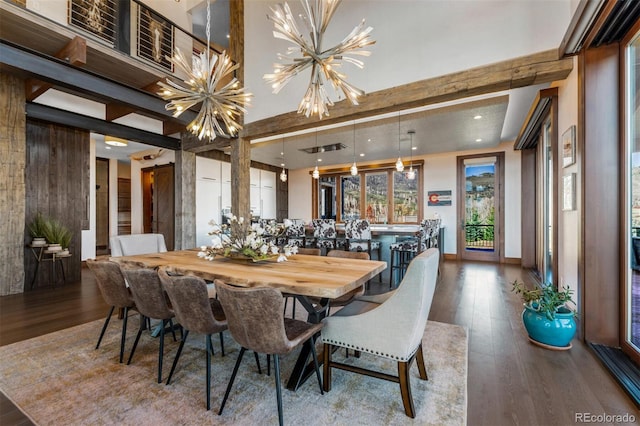 5188 Csh 125, Granby, CO 80446 - dining area with wood finished floors, a chandelier, and recessed lighting