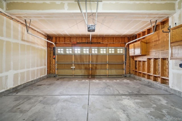 garage with a garage door opener