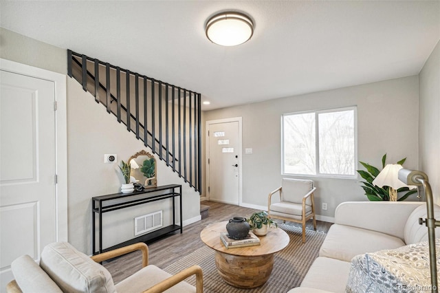 living room with wood-type flooring