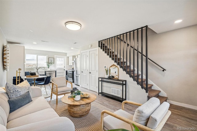 living room featuring wood-type flooring