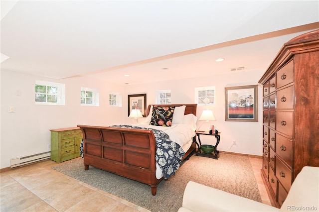1502 Columbine Ave, Boulder, CO 80302 - bedroom featuring baseboard heating, light tile patterned flooring, recessed lighting, and baseboards