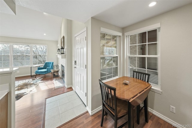 dining area featuring light wood-type flooring