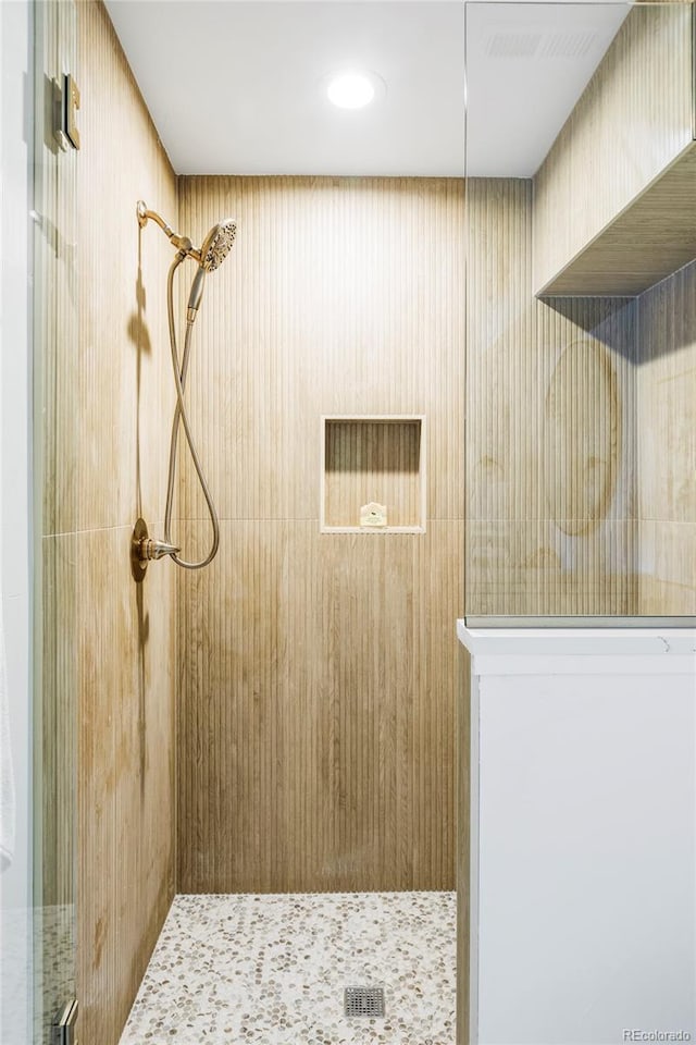 bathroom with a walk in shower