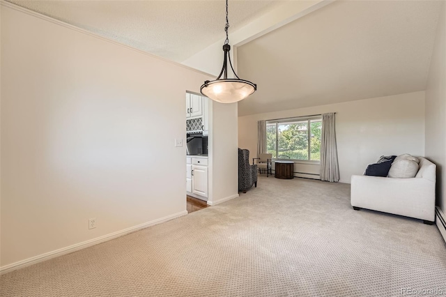 11410 W 72nd Pl, Arvada, CO 80005 - living area featuring light colored carpet, a baseboard radiator, and baseboards