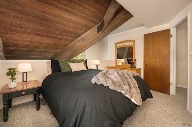 217 Van Anderson Dr Unit 6, Winter Park, CO 80482 - bedroom with lofted ceiling with beams, carpet, wood ceiling, and baseboards