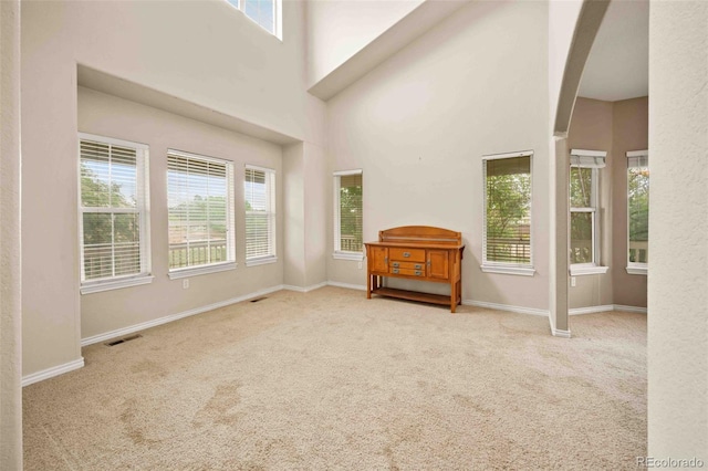 10170 E 151st Ct, Brighton, CO 80602 - spare room featuring carpet floors, baseboards, and a towering ceiling