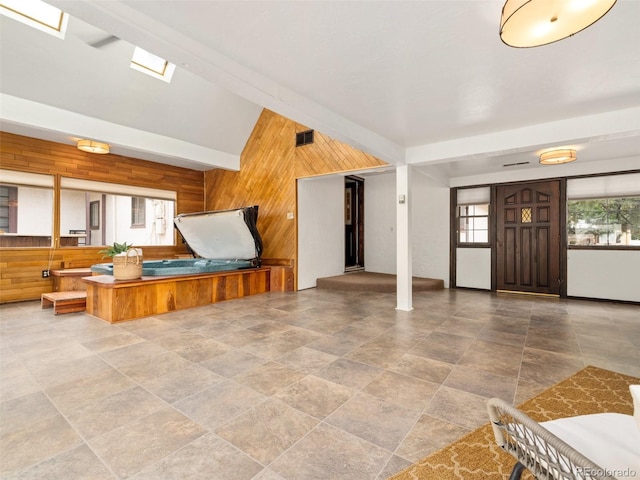 interior space featuring a skylight