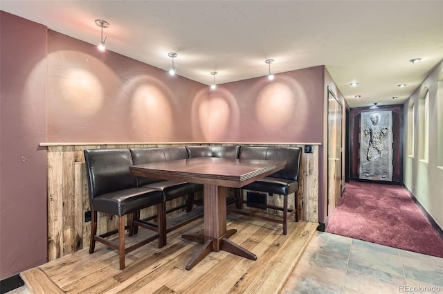 view of carpeted dining room