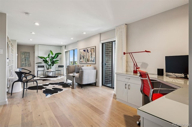 460 S Marion Pkwy Unit 1856, Denver, CO 80209 - office area featuring light wood-type flooring and recessed lighting
