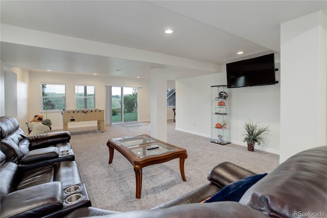 10609 Chadsworth Ln, Highlands Ranch, CO 80126 - carpeted living room featuring recessed lighting and baseboards