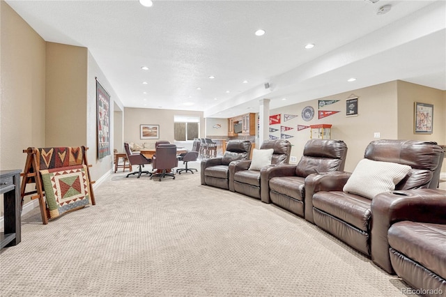 9121 Sunshine Meadow Pl, Parker, CO 80134 - carpeted home theater featuring recessed lighting and baseboards