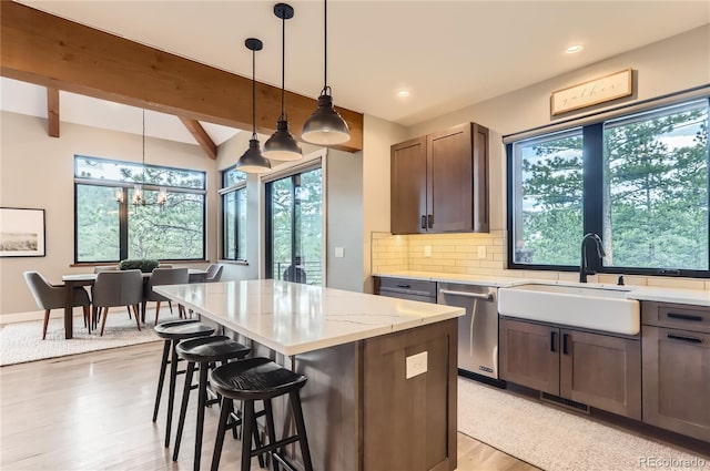 795 Pine Brook Rd, Boulder, CO 80304 - kitchen with dishwasher, a sink, plenty of natural light, light wood-style floors, and recessed lighting