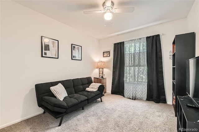 20000 Mitchell Pl Unit 51, Denver, CO 80249 - carpeted living room with baseboards and a ceiling fan