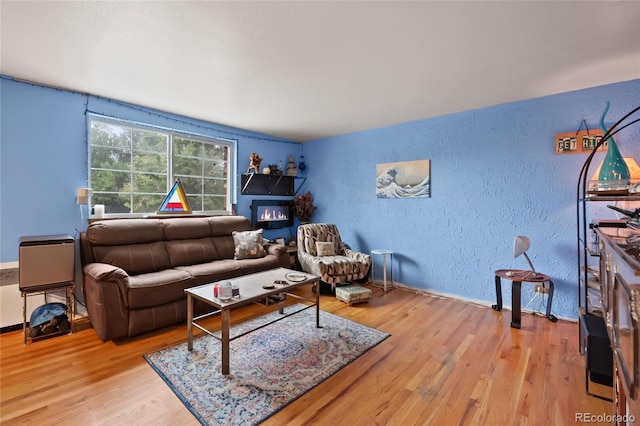 living room with light wood-type flooring