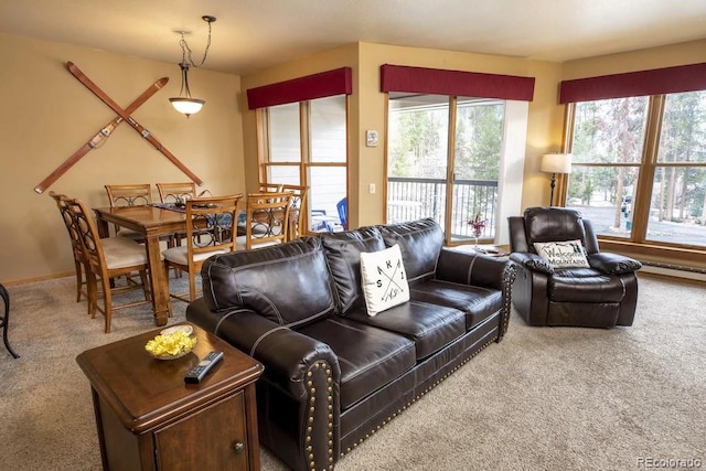 living room featuring carpet flooring