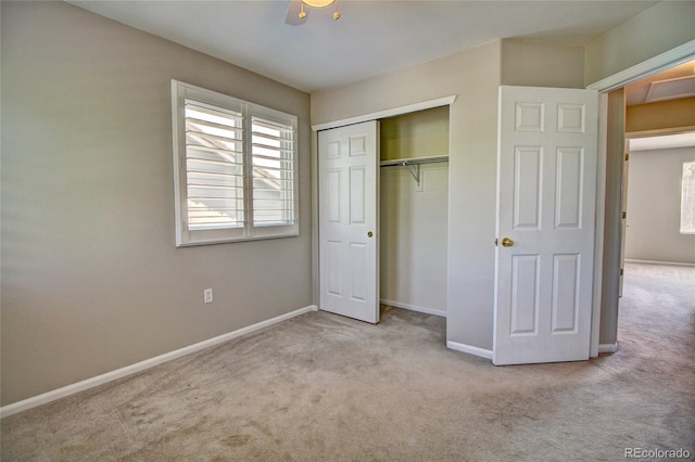 8416 S Reed St, Littleton, CO 80128 - unfurnished bedroom with carpet flooring, baseboards, a closet, and a ceiling fan