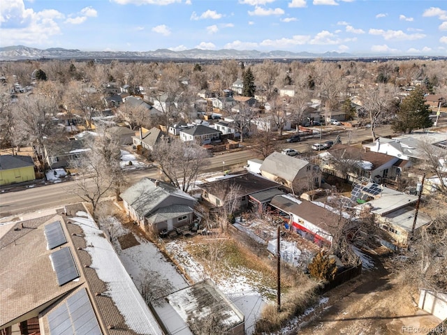 drone / aerial view with a mountain view