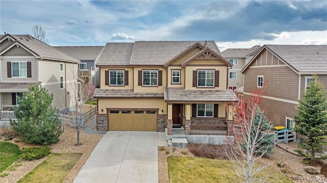 3522 Harvard Pl, Broomfield, CO 80023 - craftsman inspired home featuring a porch, a garage, fence, and concrete driveway