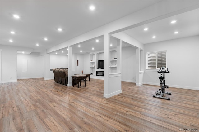 12215 Viewpoint Dr, Lakewood, CO 80401 - exercise area featuring recessed lighting, baseboards, and light wood-style floors