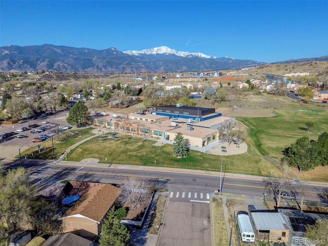2601 Cooper Ave, Colorado Springs, CO 80907 - aerial view of property and surrounding area with a mountain backdrop