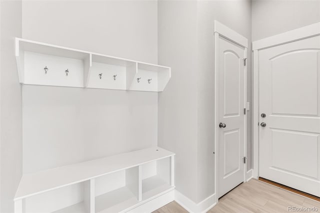 mudroom with wood-type flooring