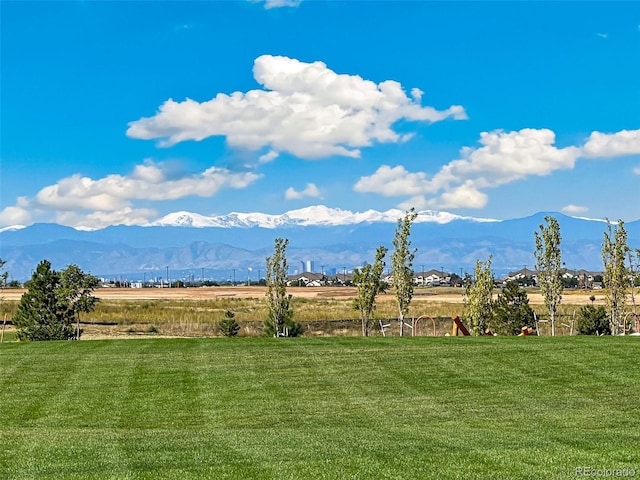 view of mountain feature featuring a rural view