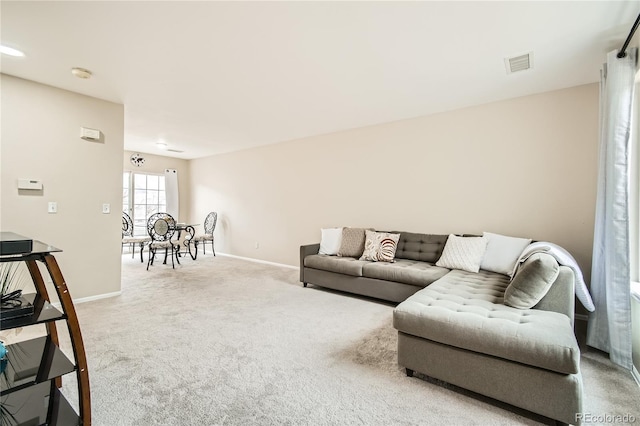 living room featuring carpet