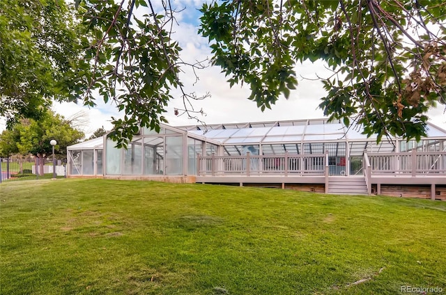 view of yard with a lanai